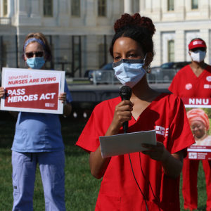 Nurses push for HEROES Act outside the U.S. Senate