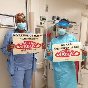 MedStar nurses hold signs "We are not expendable"