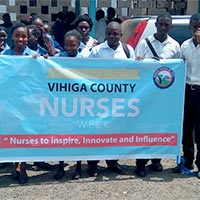 Kenyan Nurses with banner