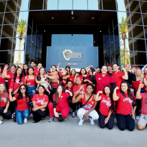 San Bernardino nurses gathered at board of supervisors meeting