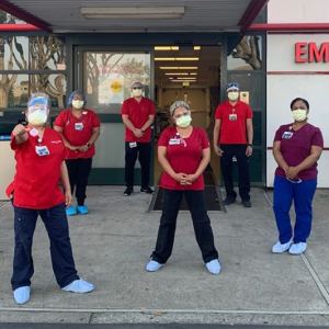 Nurses outside St. Rose Hospital ER