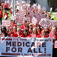 Nurses march at Medicare For All public address