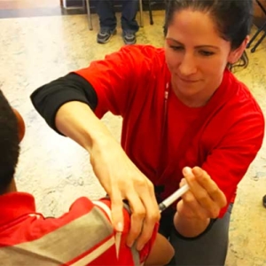 Nurse caring for patient