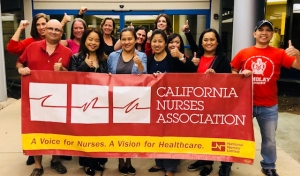 Registered nurses at Stanford Health Care’s ValleyCare Medical Center celebrate victory