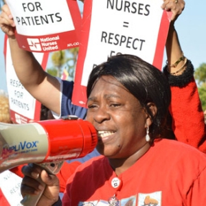 Nurse holding megaphone