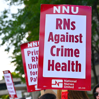 Sign "NNU RNs Against Crime Health"
