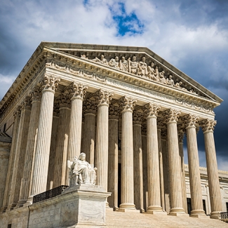 The front of the US Supreme Court building in Washington, D.C.
