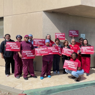 San Leandro Hospital nurses picket in front of the hospital