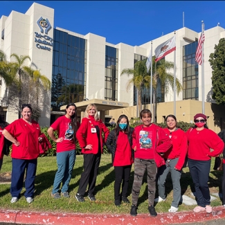 Nurses outside hospital