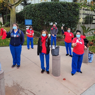 Group of nurses holding rally