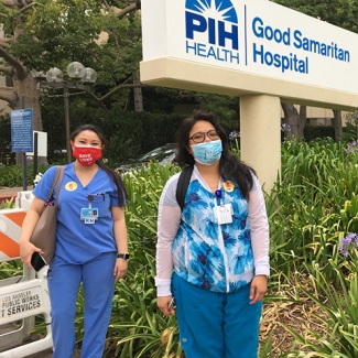 Nurses outside of PIH Health Good Samaritan Hospital