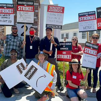 Folks on strike line for Writers Guild of America
