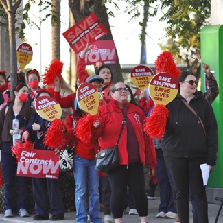 Nurses on picket line outside of hospital
