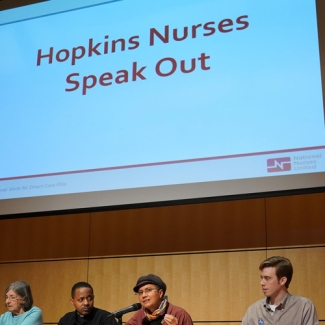 Nurses at community forum