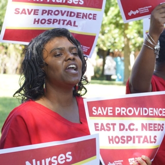 Providence Nurses protesting the proposed hospital closing