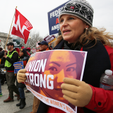Liz Shuler with NNU contingent at Women's Day march