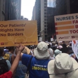 Nurse protesting