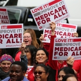Nurses rally with Medicare for All signs