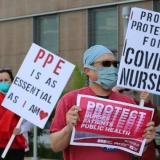 Nurses at shift change action